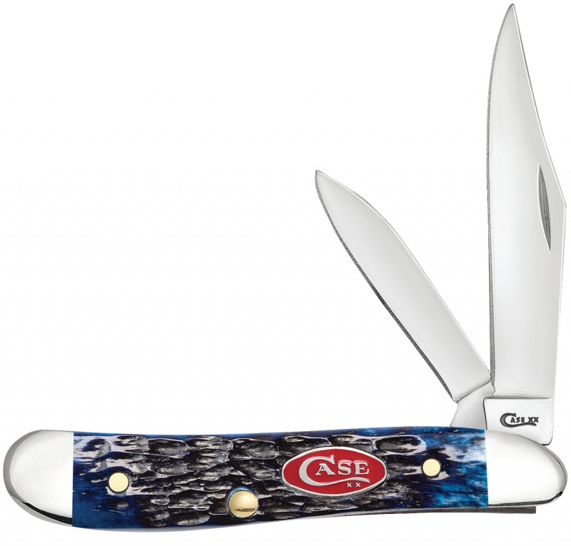 Case XX Jigged Navy Blue Bone Peanut Stainless Pocket Knife