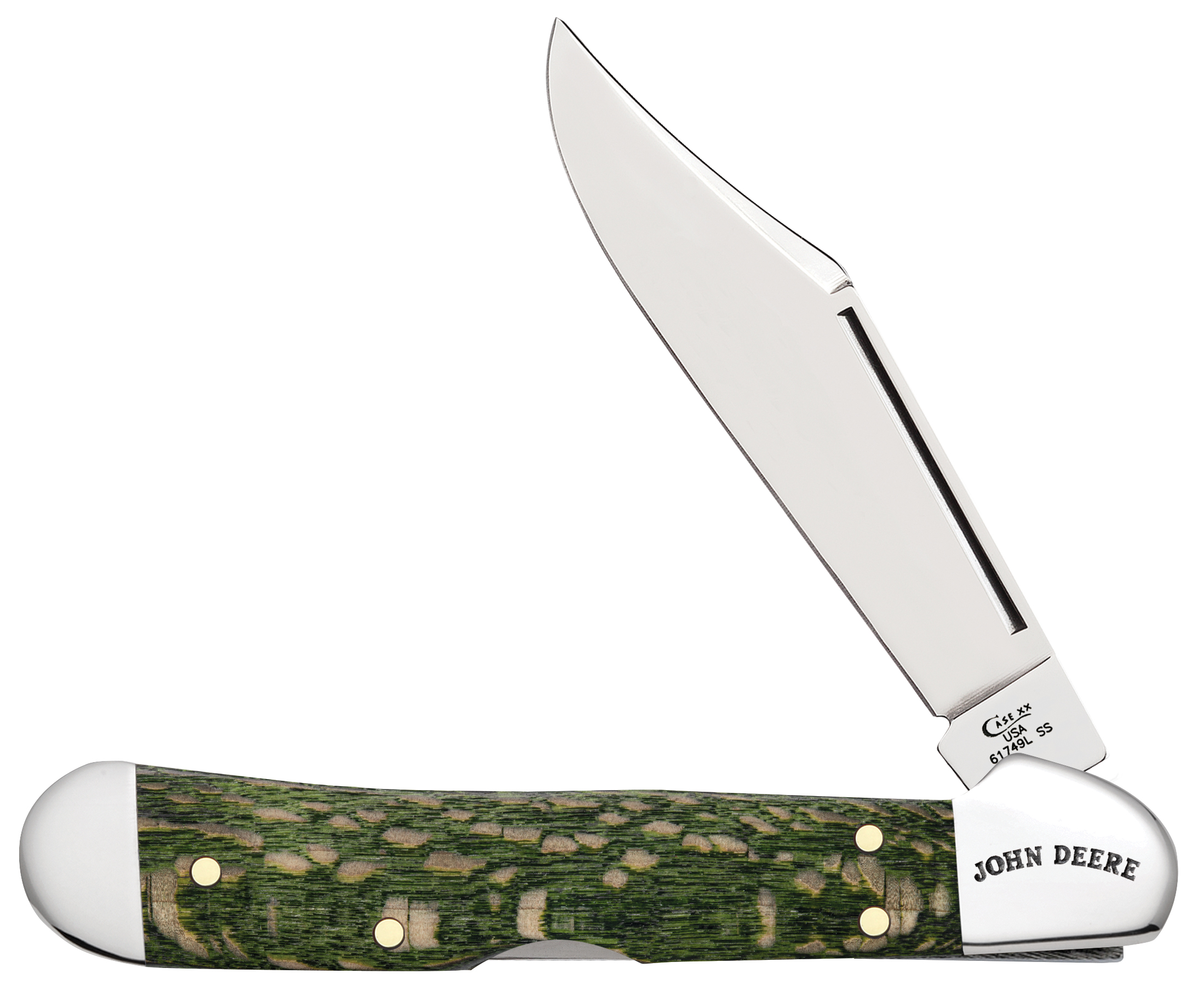 Case Knives Case xx John Deere Green Sycamore Mini Copperlock Stainless