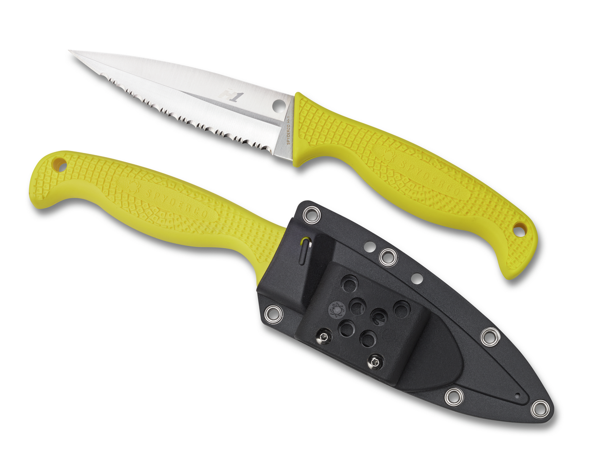 Spyderco Fish Hunter Yellow FRN Fixed Blade H1 Stainless FB40SYL Knife