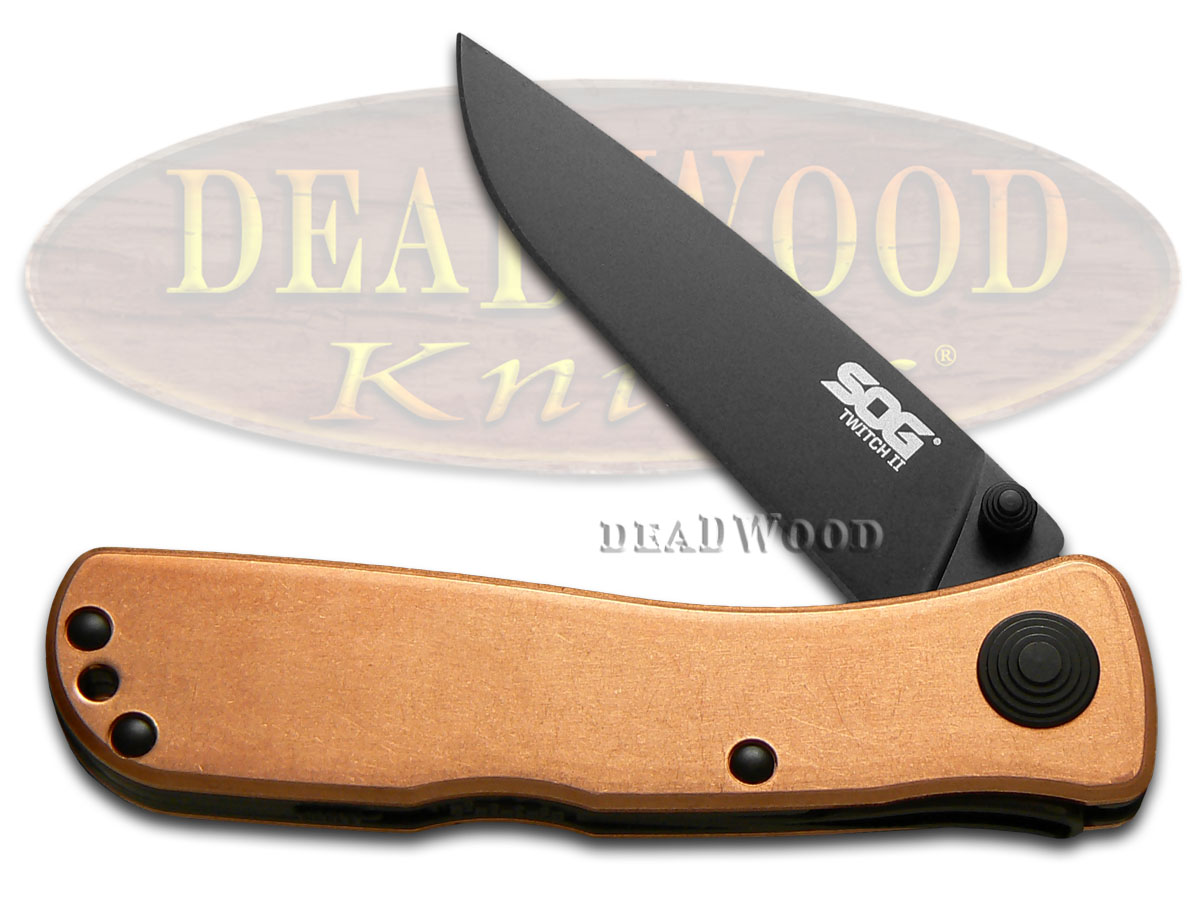 SOG Solid Copper Twitch 2 Lockback AUS-8 Blackened Stainless Pocket Knife