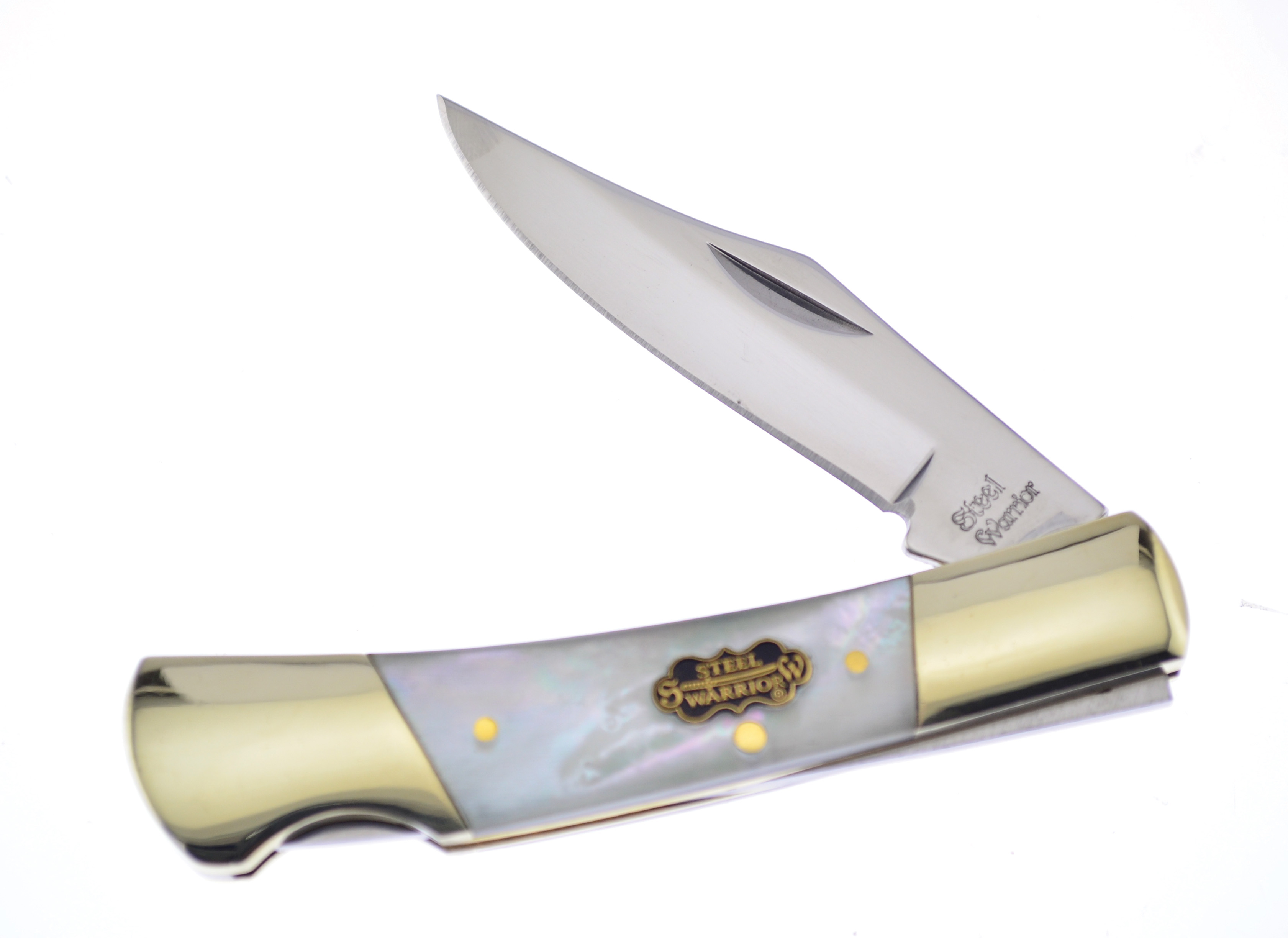 Steel Warrior Resin-coated Genuine Salt Water Mother Of Pearl Barracuda Stainless Pocket Knife