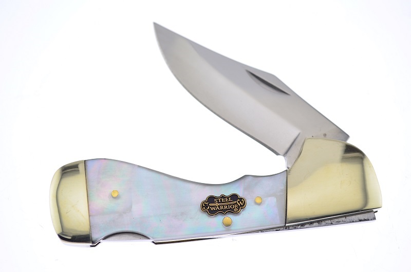 Steel Warrior Genuine Salt Water Mother Of Pearl Choctaw Lockback Stainless Pocket Knife
