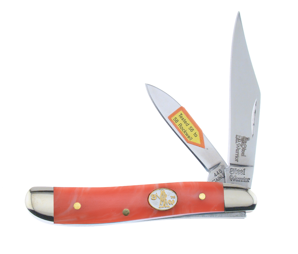 Steel Warrior Candy Cane Red Celluloid Peanut Stainless Pocket Knife