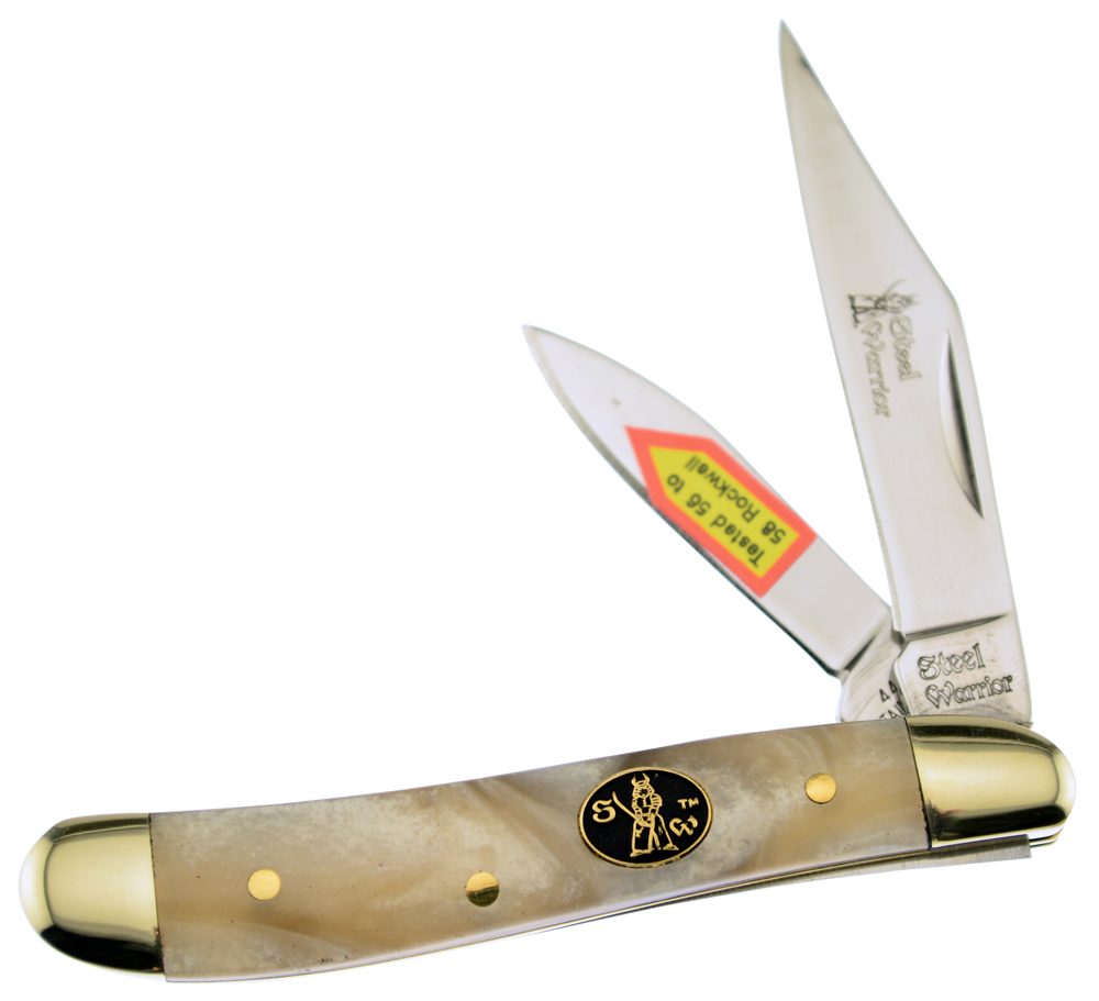 Steel Warrior Smooth Pink Ice Cream Celluloid Peanut Stainless Pocket Knife