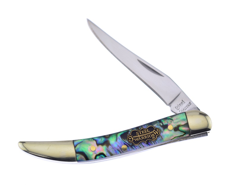 Steel Warrior Smooth Resin-coated Genuine Abalone Small Toothpick Stainless Pocket Knife