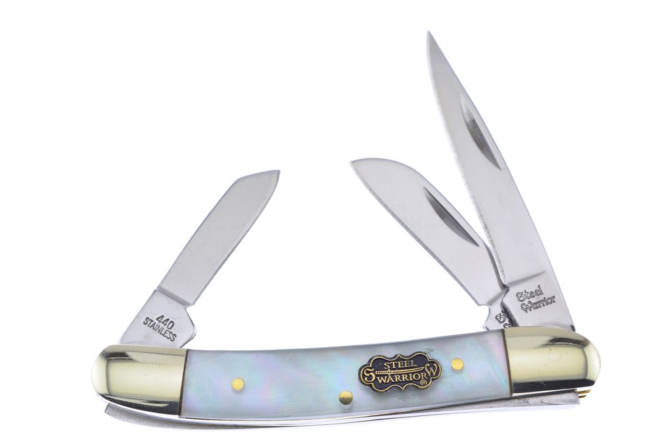 Steel Warrior Salt Water Mother Of Pearl Range Rider Stockman Stainless Pocket Knife