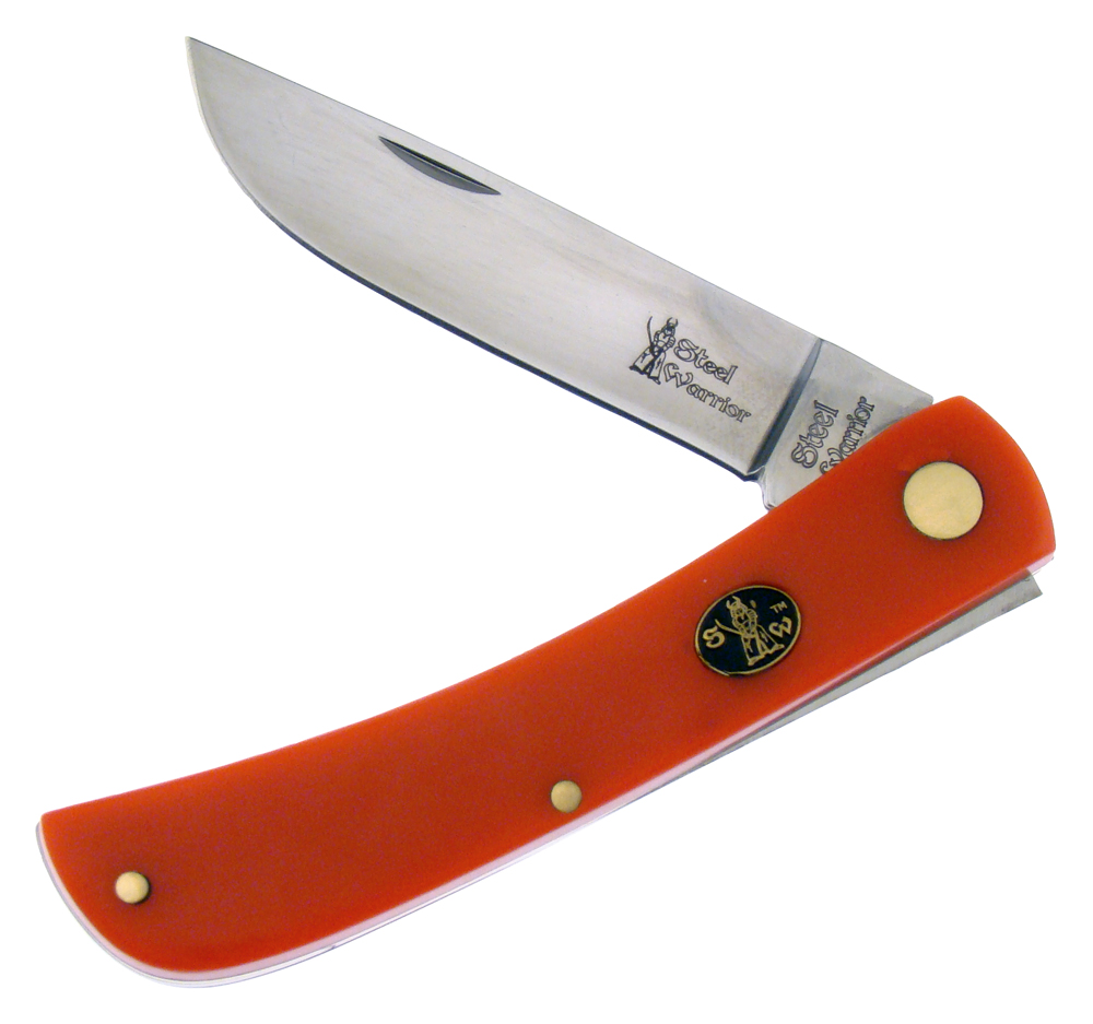 Steel Warrior Smooth Red Celluloid Sodbuster Stainless Pocket Knife