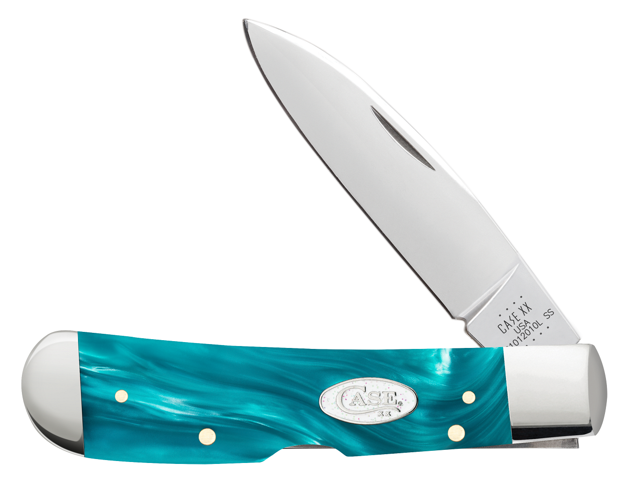 Case Knives Case xx Tribal Lock Aqua Blue Kirinite White Sparxx 18585
