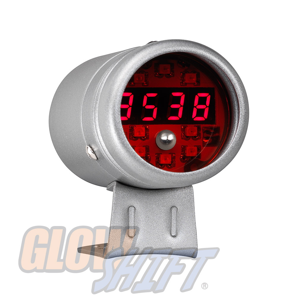 Glowshift Silver Digital Tachometer Rpm W Red Leds