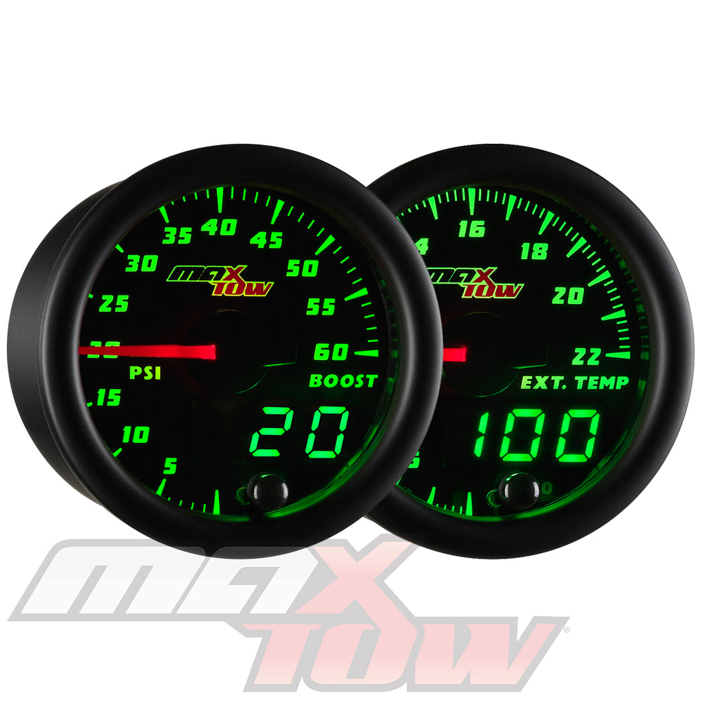 Black MaxTow Digital/Analog 60PSI Diesel Boost + 2200° F EGT Pyrometer