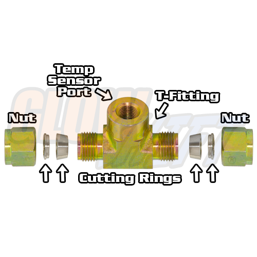 GlowShift 3/8" Transmission Line TFitting Adapter for 19992007 Ford