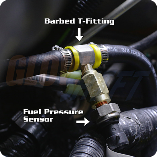 GlowShift 1/2” Fuel Line Fuel Pressure Gauge Sensor TFitting Adapter