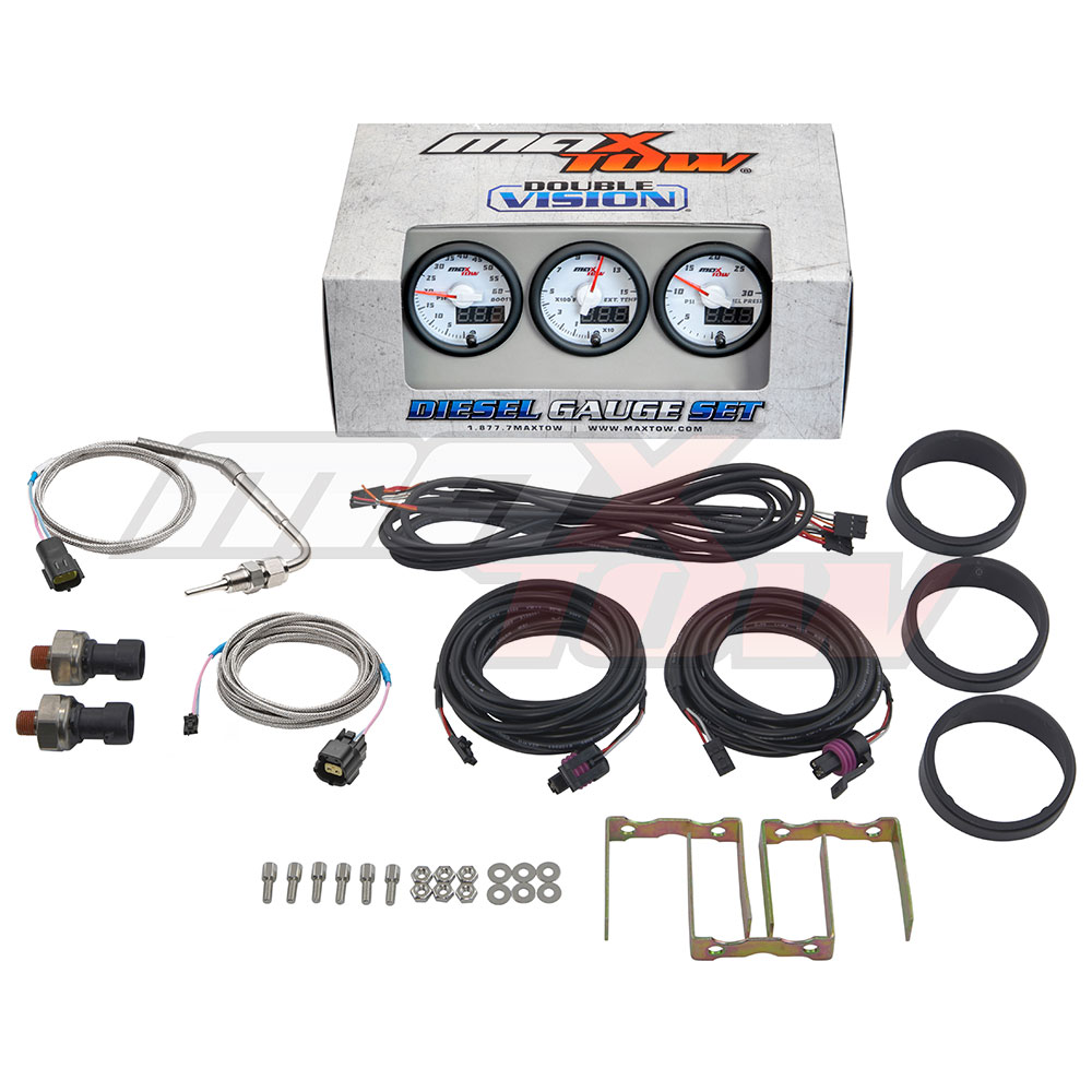 MaxTow White & Blue 3 Gauge Diesel Set - Boost, EGT & Fuel Pressure