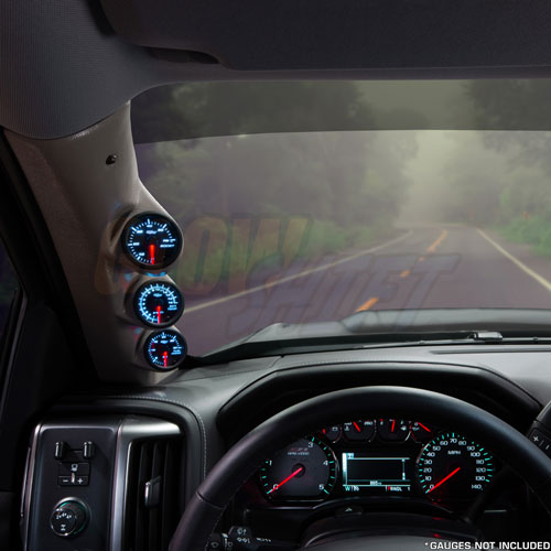 Mounts GlowShift Gray Triple Pillar Gauge Pod for 2000-2006 Chevrolet Chevy Silverado Duramax 2-1//16 Gauges to Trucks A-Pillar 52mm A-Pillar Speaker Cutout 3 Factory Color Matched