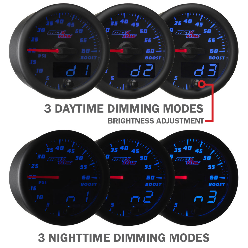 MT-WBDV05 52mm White /& Blue MaxTow Double Vision Volt Gauge