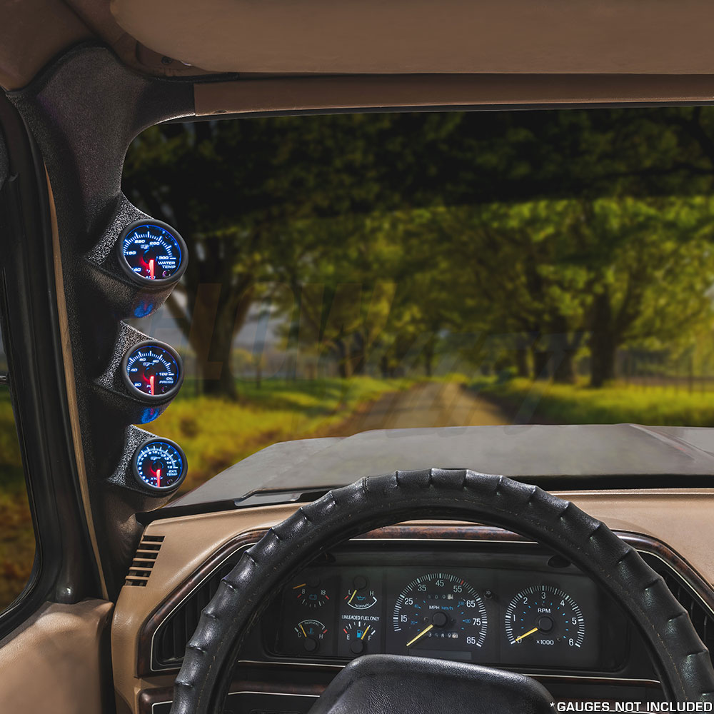 GlowShift Triple 52mm Pillar Gauge Pod for 8791 Ford FSeries F150