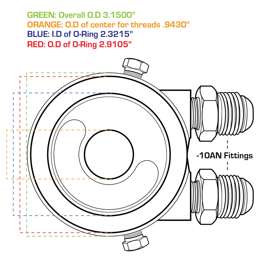 Glowshift Oil Cooler Feed Sandwich Adapter Plate 4 Unf