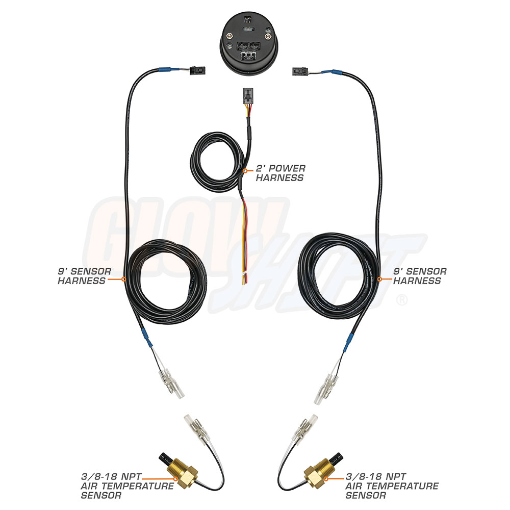 GlowShift 10 Color Digital Dual Air Intake Temperature Gauge eBay