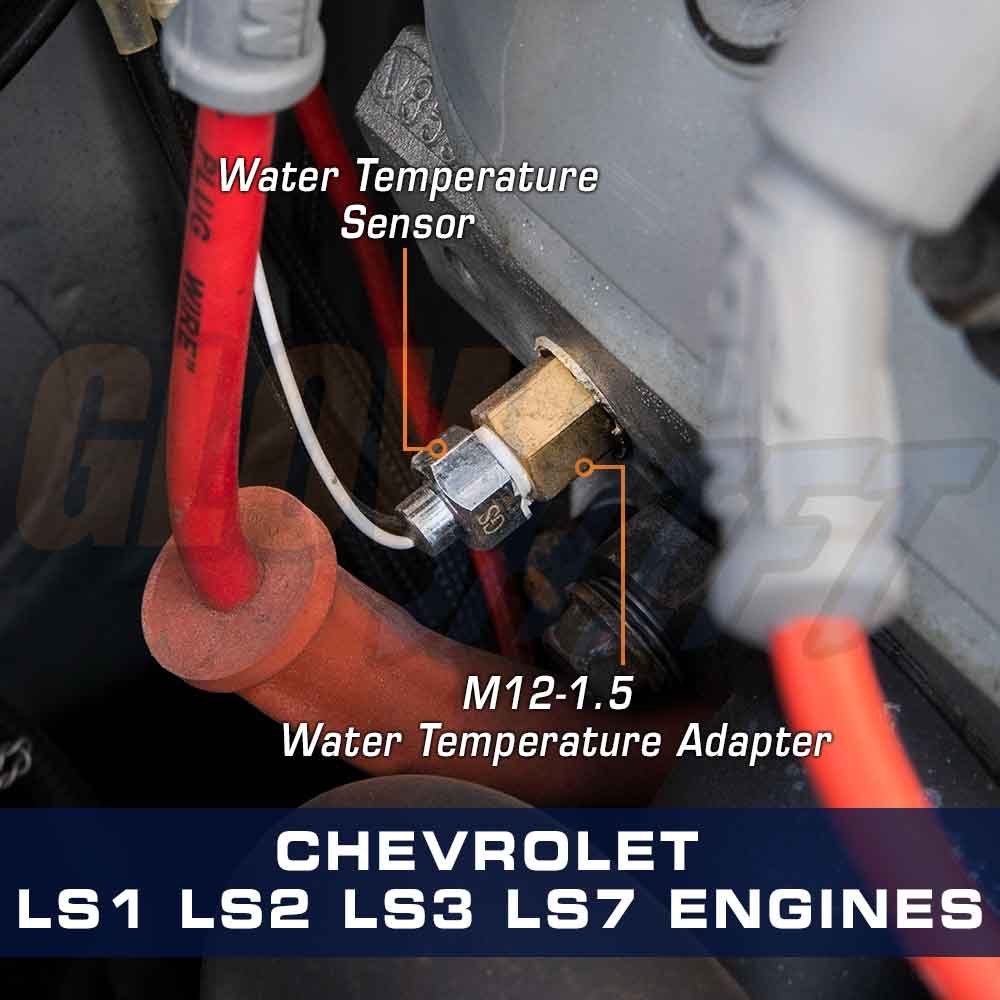 GlowShift Water Temperature Sensor Thread Adapter for Chevy LS1 LS2 LS3
