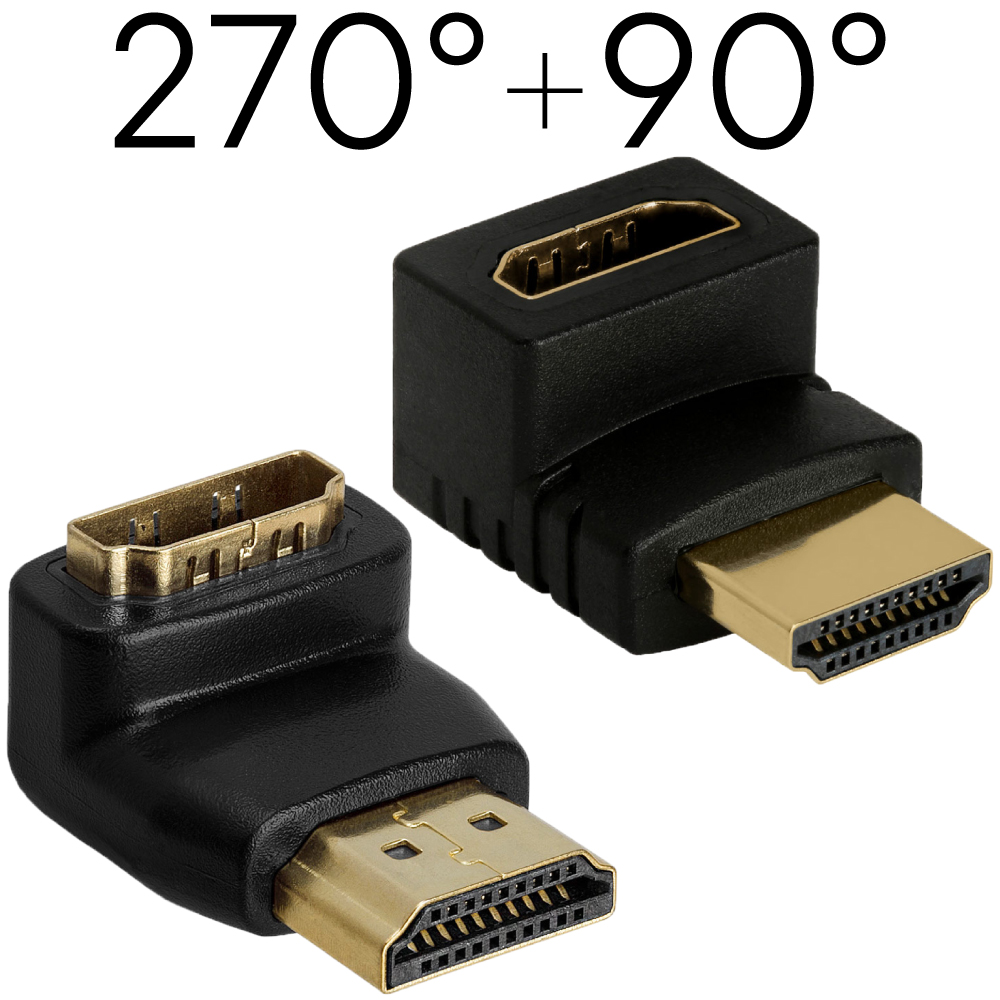 2 Pcs Upward HDMI Adapter 90 270 Degree 1080p 4K 3D ARC HDMI Cable Coupler M/F
