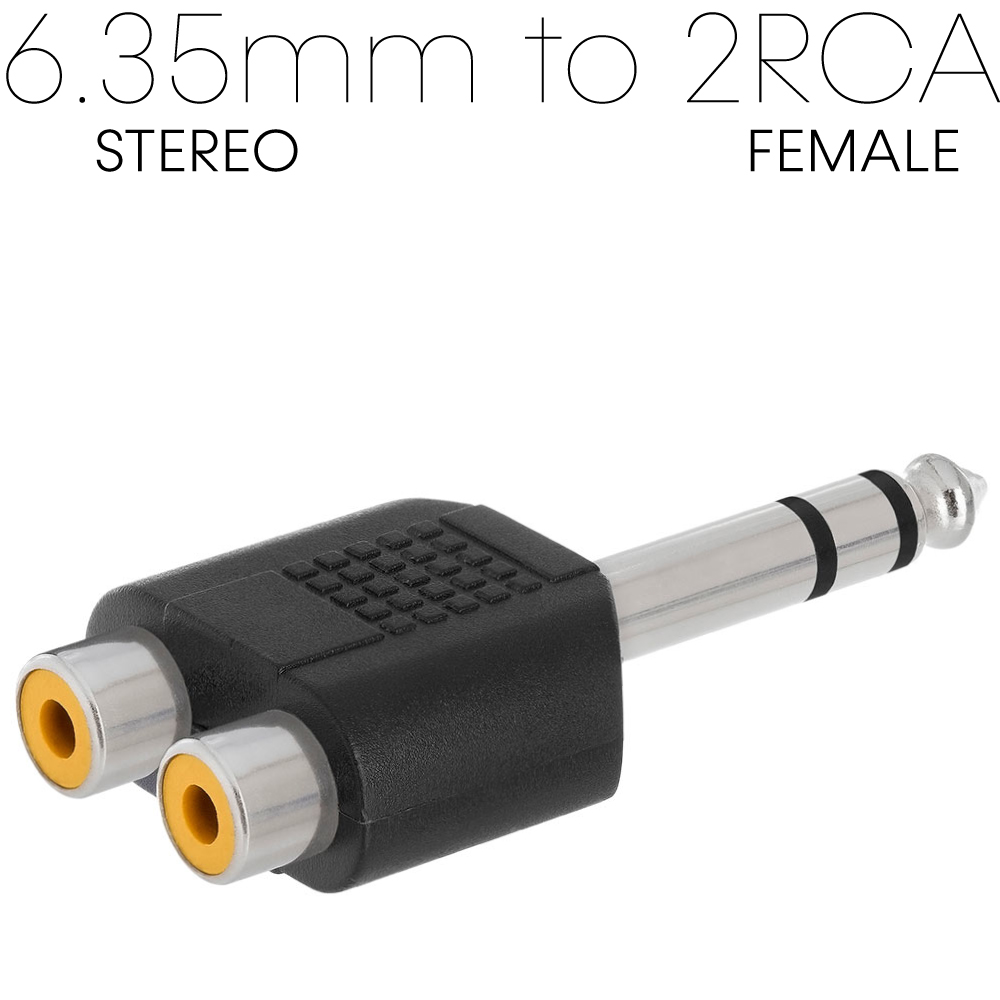 6.35mm to 2 RCA Splitter Mono Stereo RCA Adapter 2 F to M 1/4" Audio Converter - Picture 8 of 9