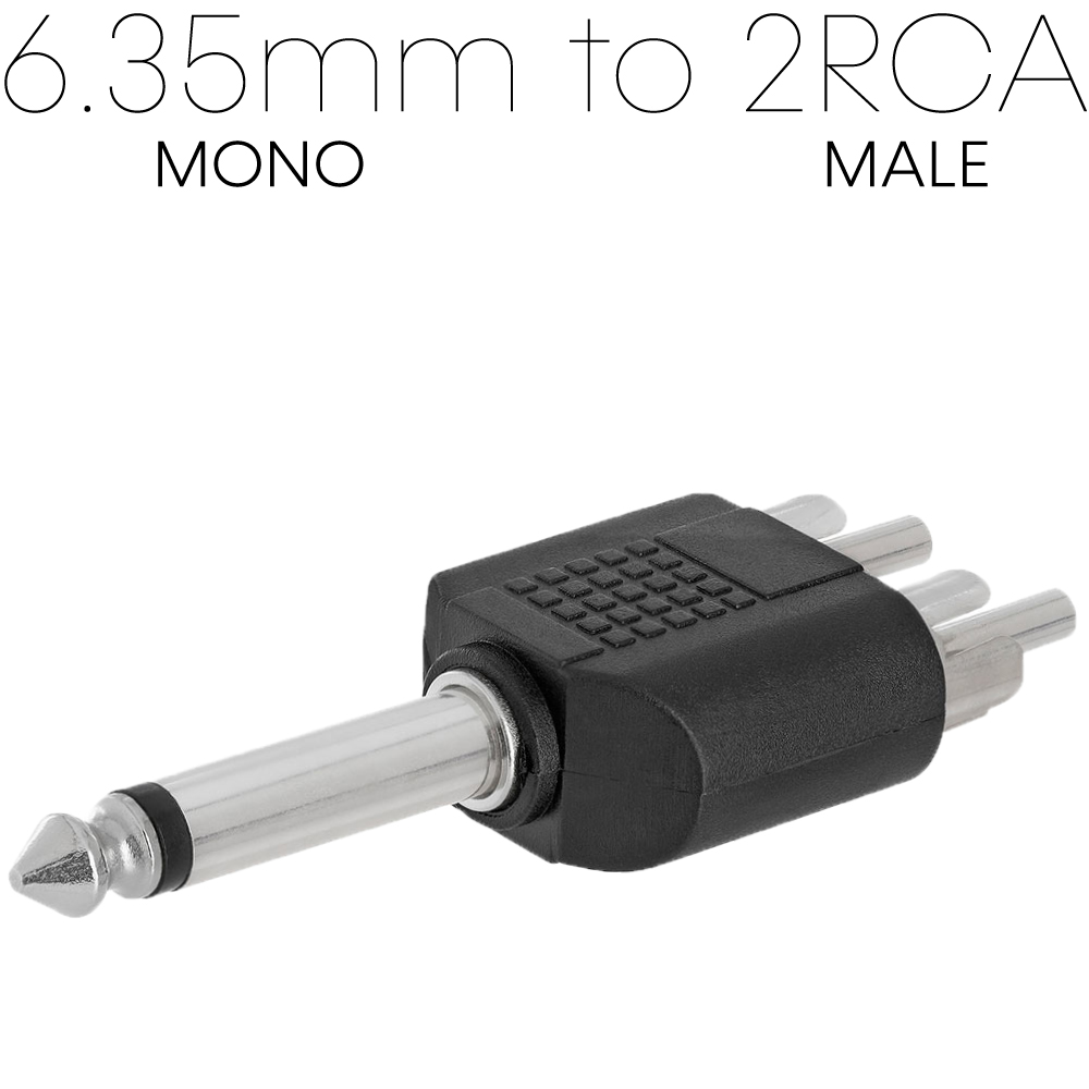 6.35mm to 2 RCA Splitter Mono Stereo RCA Adapter 2 F to M 1/4" Audio Converter - Picture 7 of 9