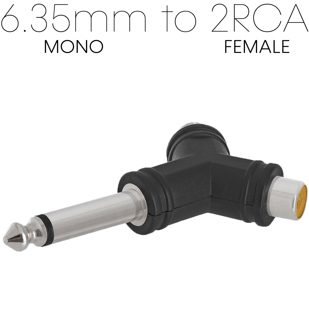 6.35mm to 2 RCA Splitter Mono Stereo RCA Adapter 2 F to M 1/4" Audio Converter - Picture 6 of 9