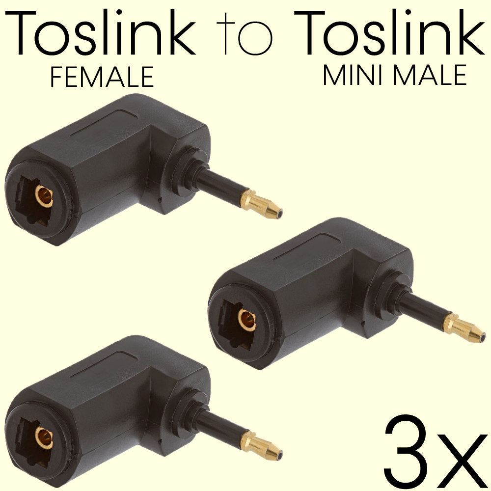3pcs Right Angle Toslink Adapter Fiber Optic Mini Toslink Coupler Digital Audio