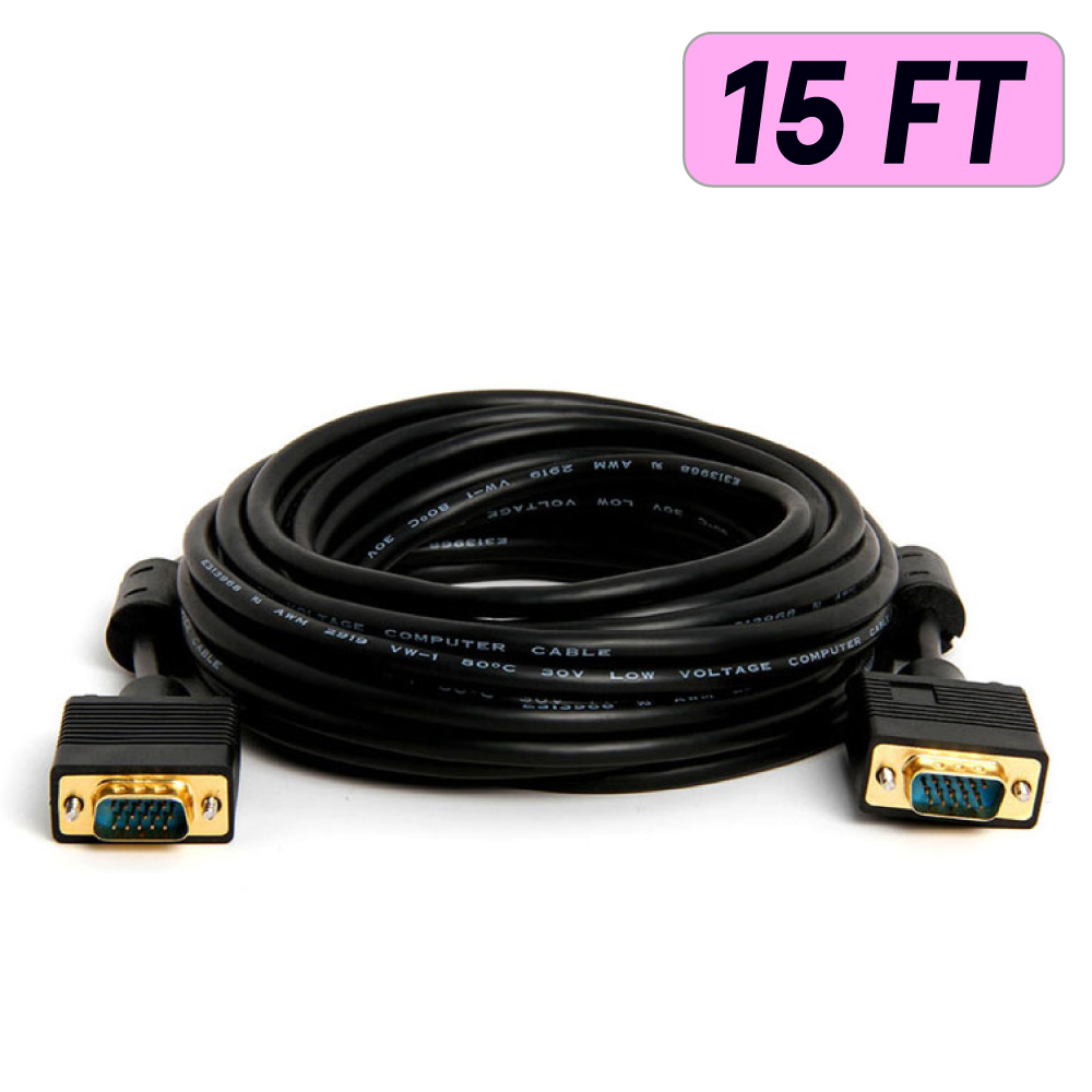 VGA Monitor Cord VGA to VGA Cable Full HD 1080p HD15 SVGA Laptop HDTV Male to - Picture 7 of 10