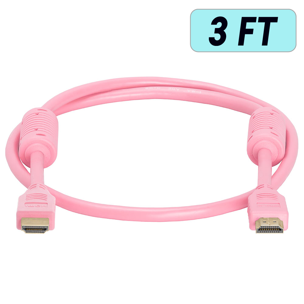 Pink HDMI Cord HDTV HDR 4K HDMI Cable ARC 3D Ethernet Laptop PS4 Nintendo XBOX