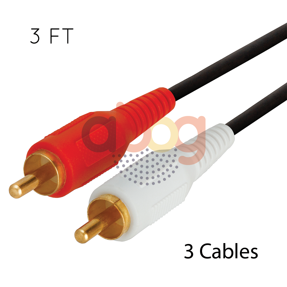 RCA Stereo Audio 3FT Cable 2 Male to 2 Male Dual Gold-Plated 3 feet Lot