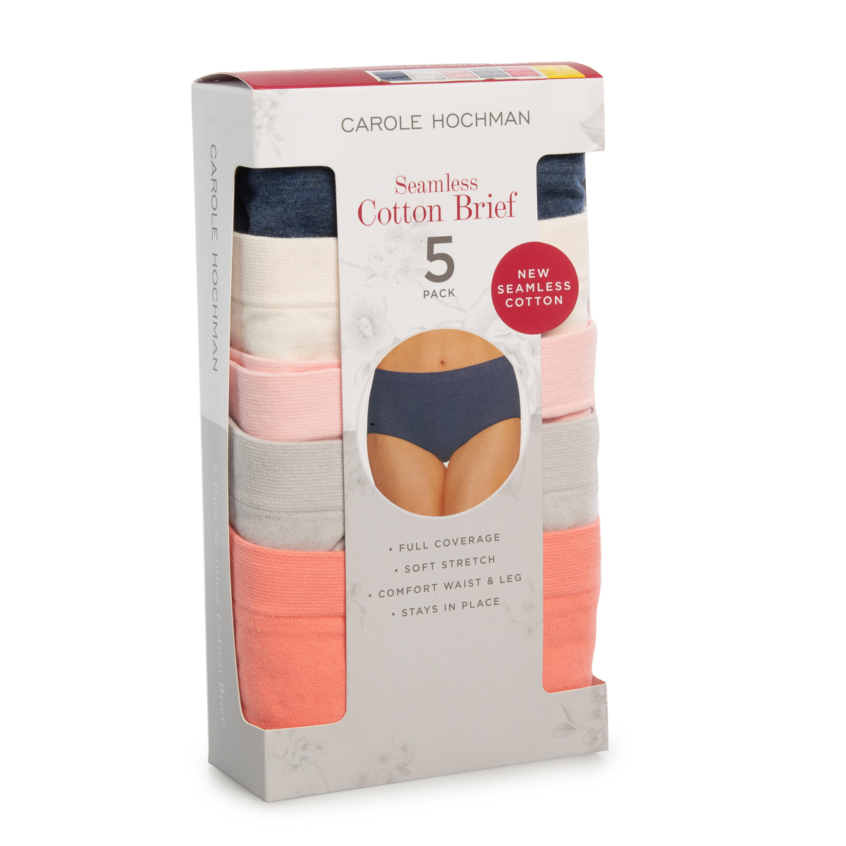 5pk Carole Hochman Women Underwear Seamless Panties Cotton Briefs Full
