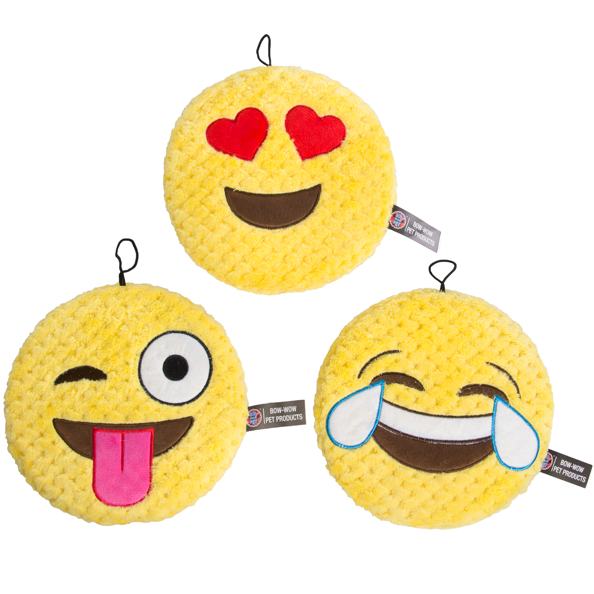 3 Pack Emoji Dog Toys Soft Stuffingless Squeaky Toys For Dogs Puppy