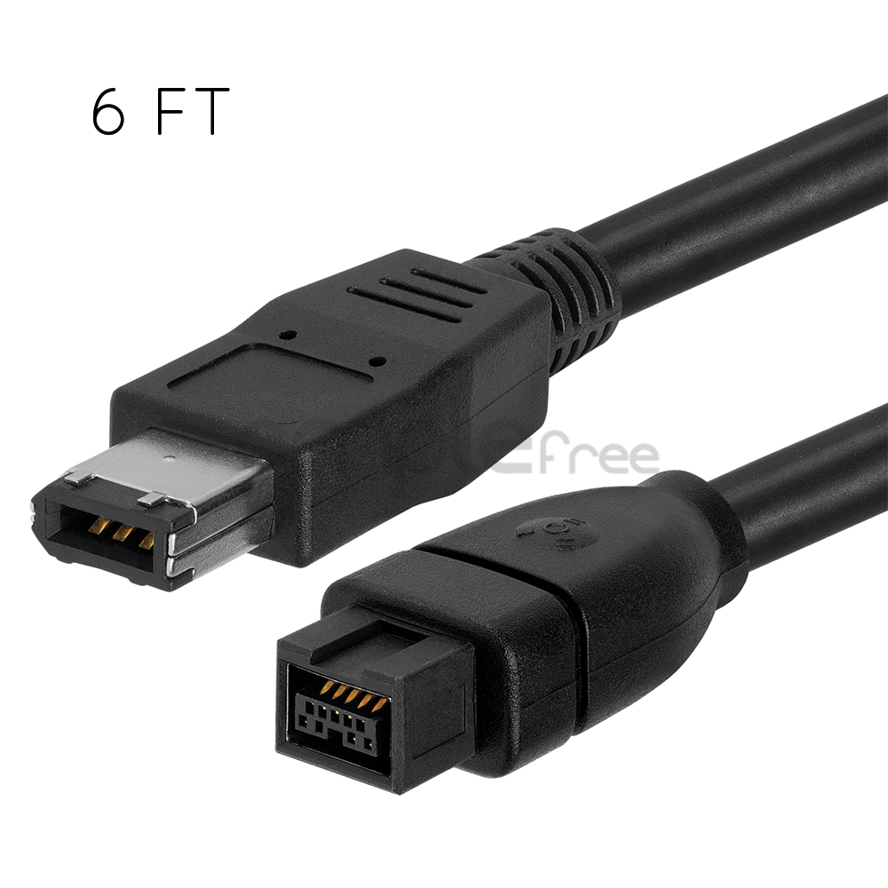 6FT Black 9 PIN to 6PIN BILINGUAL FireWire 800 FireWire 400 Cable