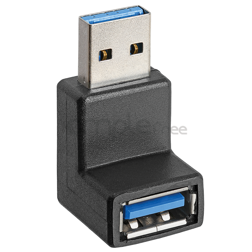Black USB Angle 90 Degree Angle Extension Cable Male to Female Adapter JUS