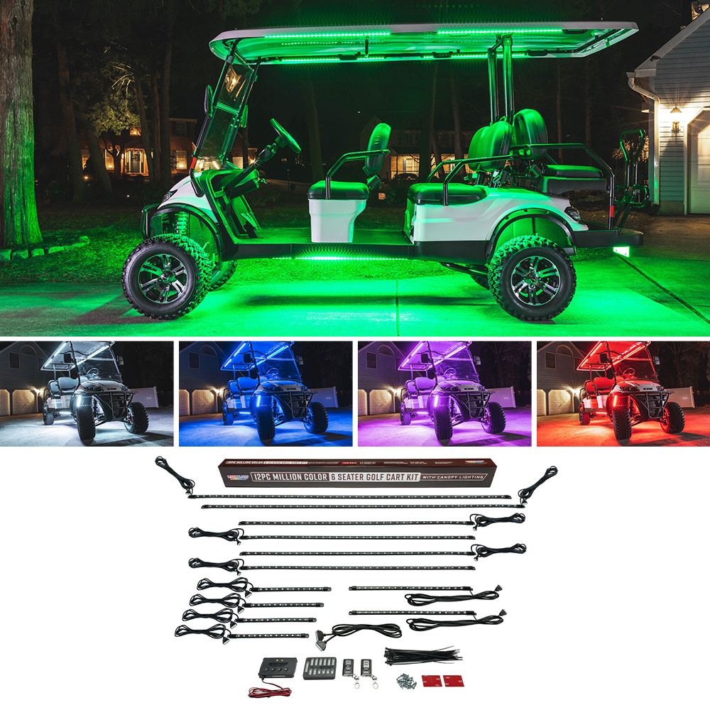 LEDGlow Million Color 6 Seater Limo Golf Cart Light Kit w Canopy