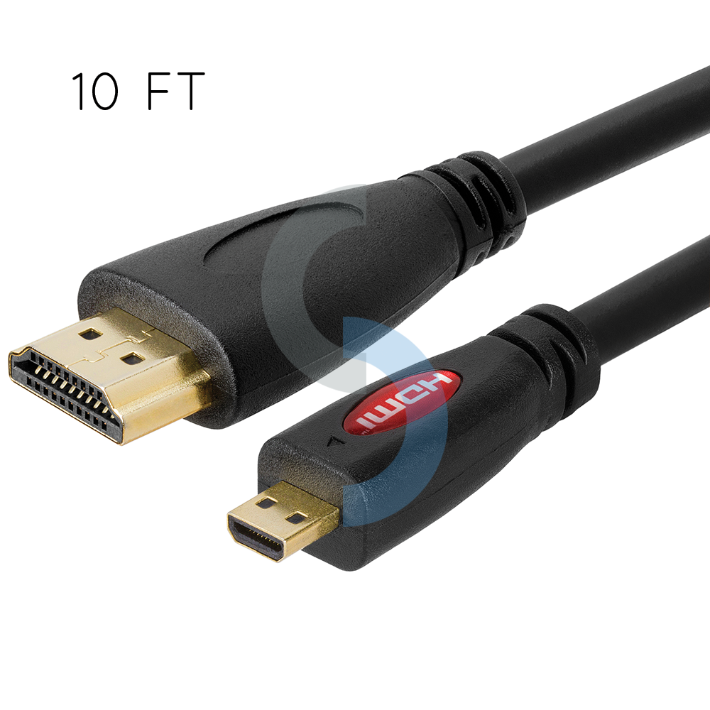 Premium 10FT Micro HDMI to HDMI Cable Male to Male Cell Phone for HTC