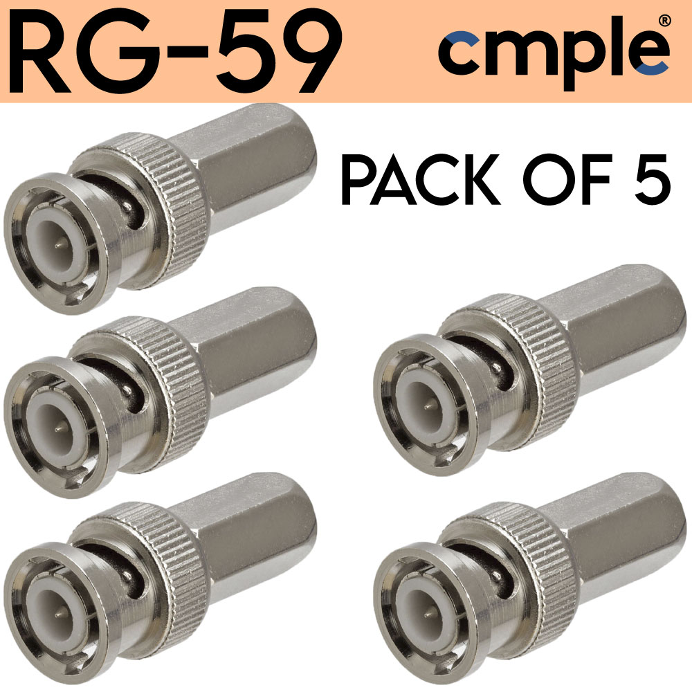 5er-Pack RG59 RG6 BNC Twist-On Stecker Adapter Stecker Koaxialkabel CCTV Kamera DVR - Bild 4 von 5