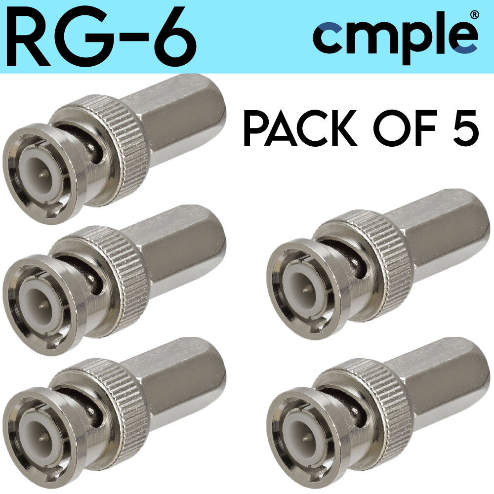 5er-Pack RG59 RG6 BNC Twist-On Stecker Adapter Stecker Koaxialkabel CCTV Kamera DVR - Bild 5 von 5