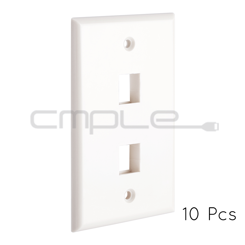 4x 1 Port Hole Keystone Jack Wall Plate 1-Gang Smooth Faceplate Cat5 Cat6 White