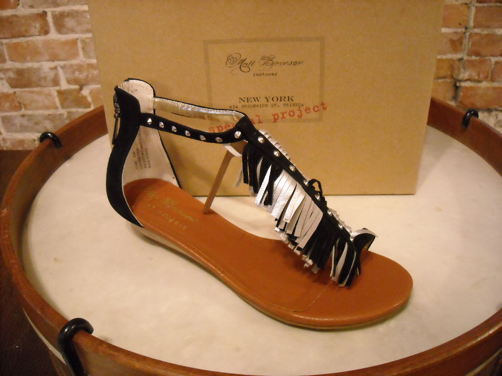 Matt Bernson Black Suede Fringe Mini Wedge Sandals New - Picture 5 of 10