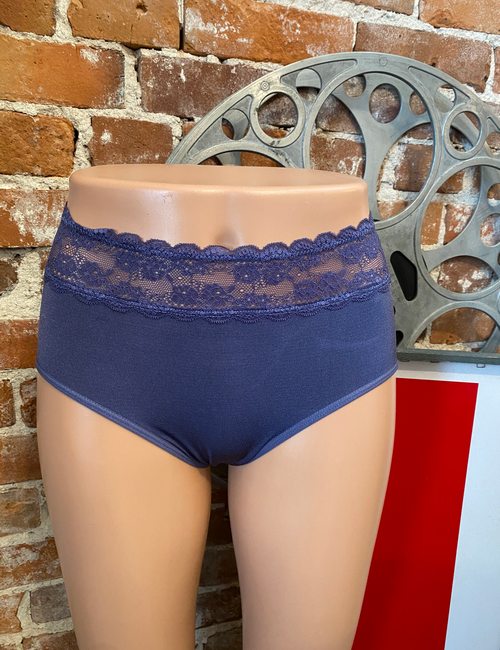 Breezies Denim Blue Seamless Comfort Full Brief with Lace New Panty