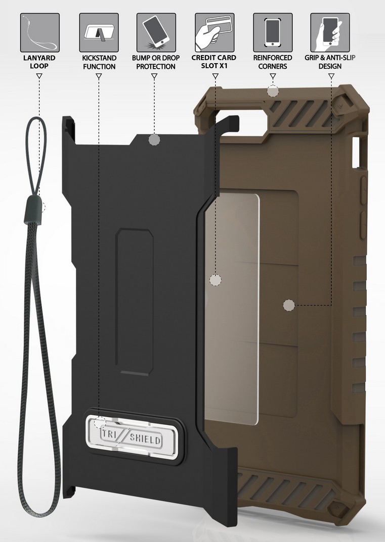 TRI-SHIELD RUGGED CASE CREDIT CARD SLOT COVER + STRAP FOR iPHONE 8 PLUS, 7PLUS - Picture 11 of 27