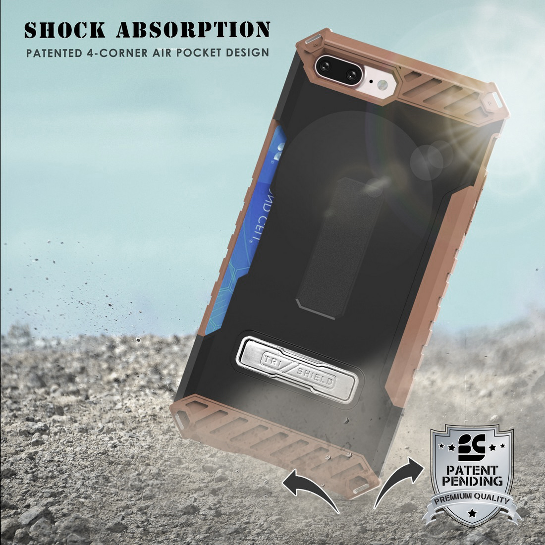 TRI-SHIELD RUGGED CASE CREDIT CARD SLOT COVER + STRAP FOR iPHONE 8 PLUS, 7PLUS - Picture 12 of 27