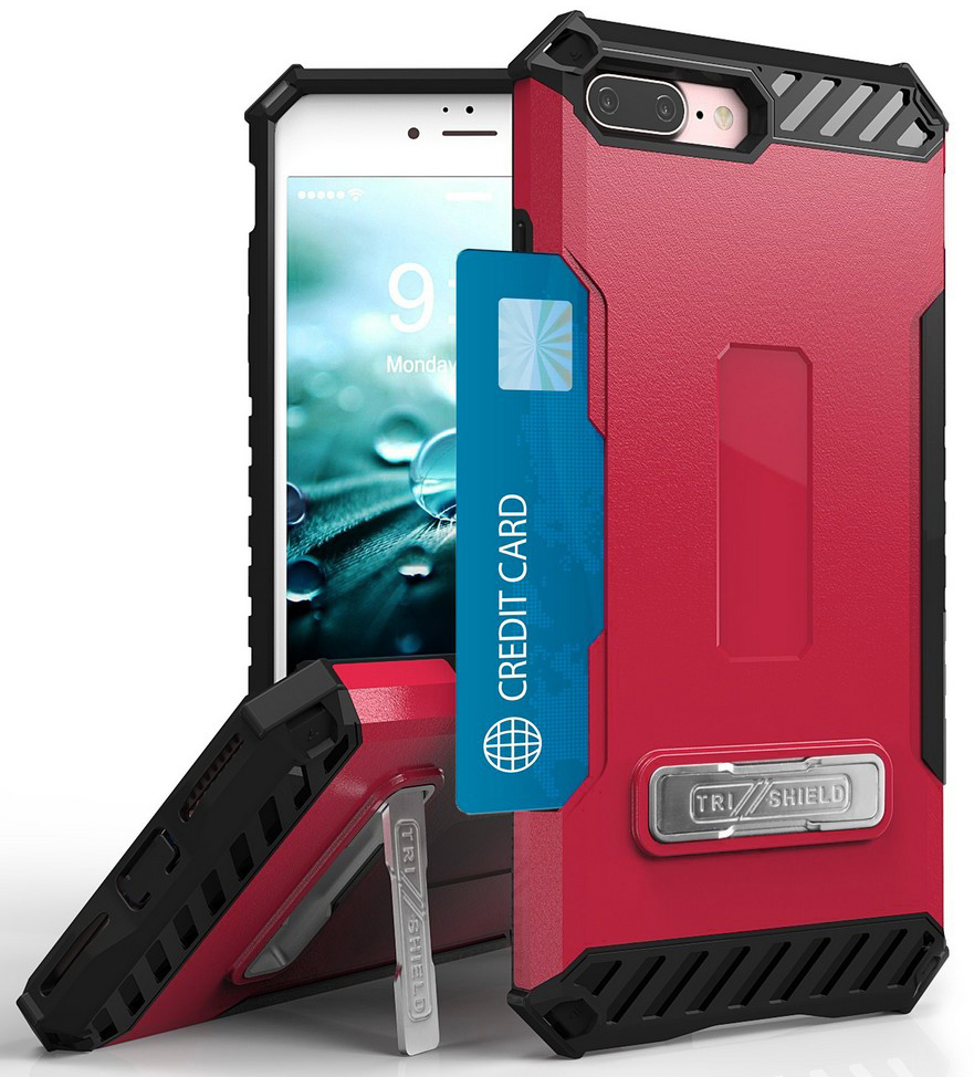 TRI-SHIELD RUGGED CASE CREDIT CARD SLOT COVER + STRAP FOR iPHONE 8 PLUS, 7PLUS - Picture 13 of 27