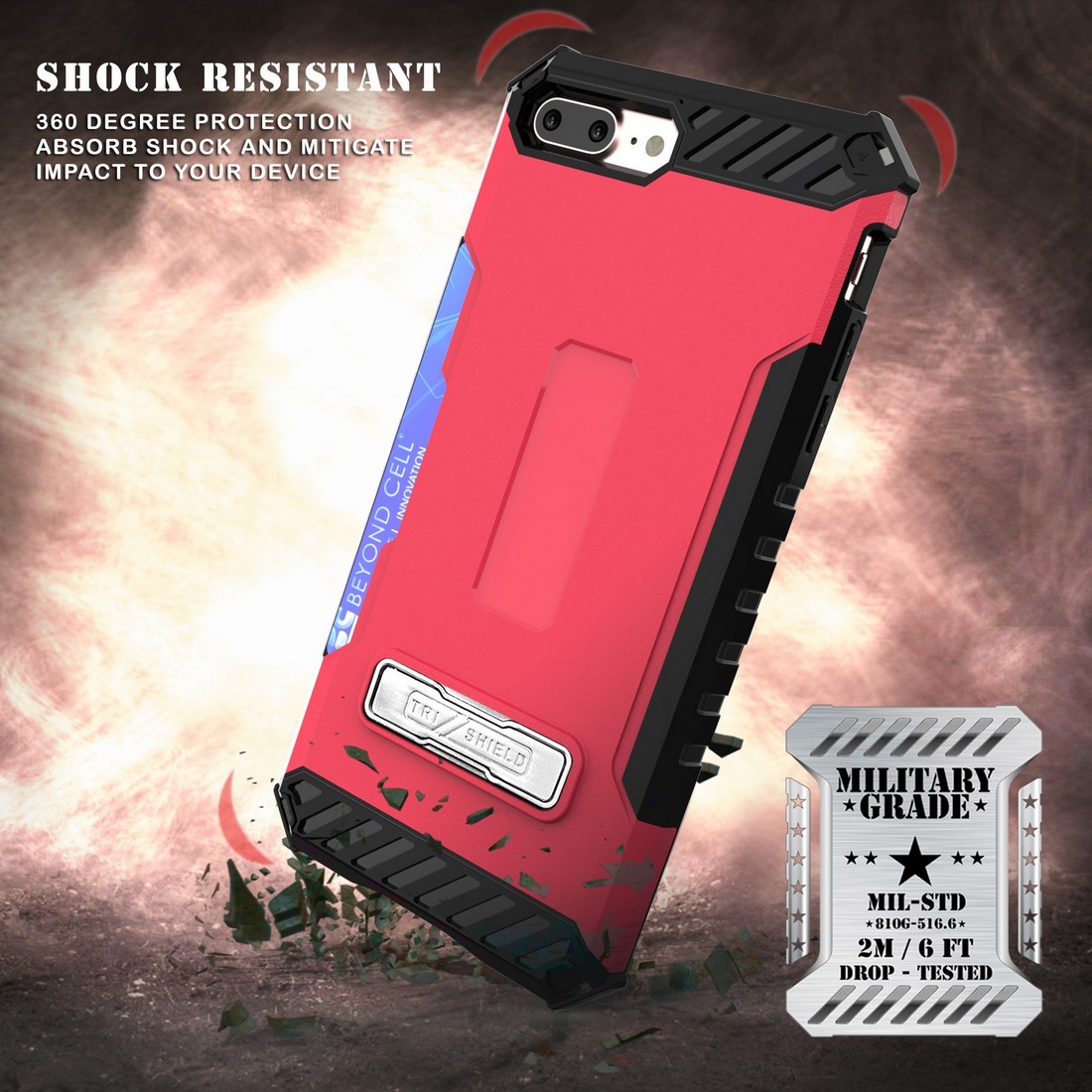 TRI-SHIELD RUGGED CASE CREDIT CARD SLOT COVER + STRAP FOR iPHONE 8 PLUS, 7PLUS - Picture 15 of 27