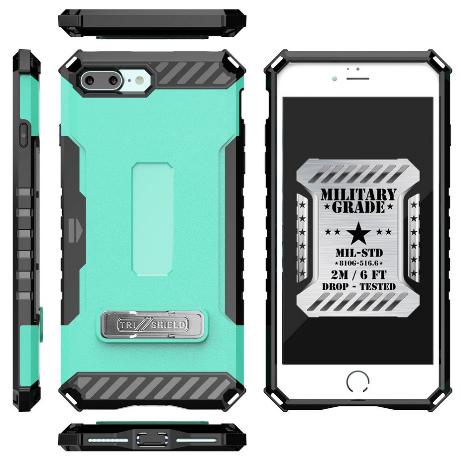 TRI-SHIELD RUGGED CASE CREDIT CARD SLOT COVER + STRAP FOR iPHONE 8 PLUS, 7PLUS - Picture 22 of 27