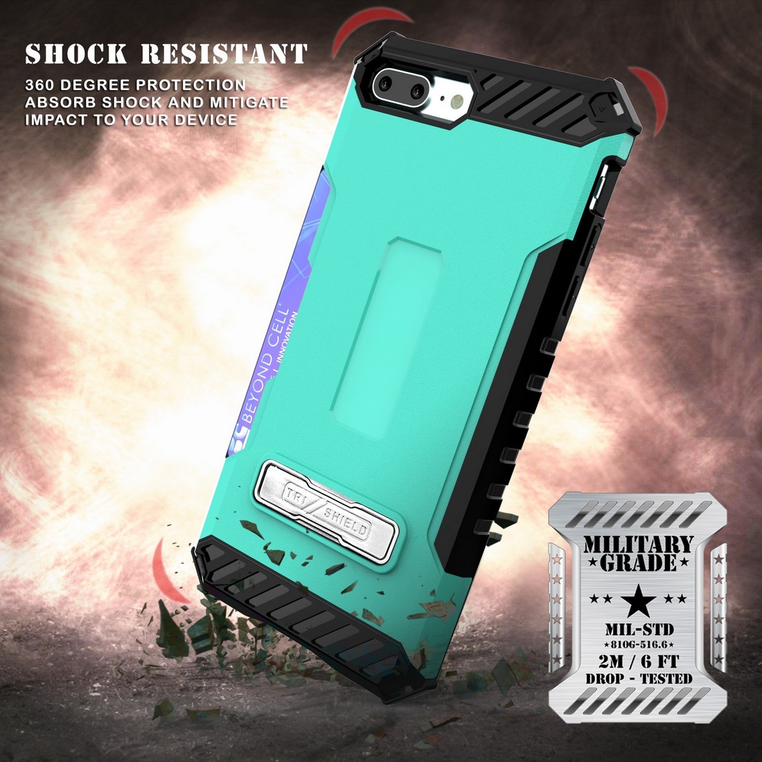 TRI-SHIELD RUGGED CASE CREDIT CARD SLOT COVER + STRAP FOR iPHONE 8 PLUS, 7PLUS - Picture 20 of 27