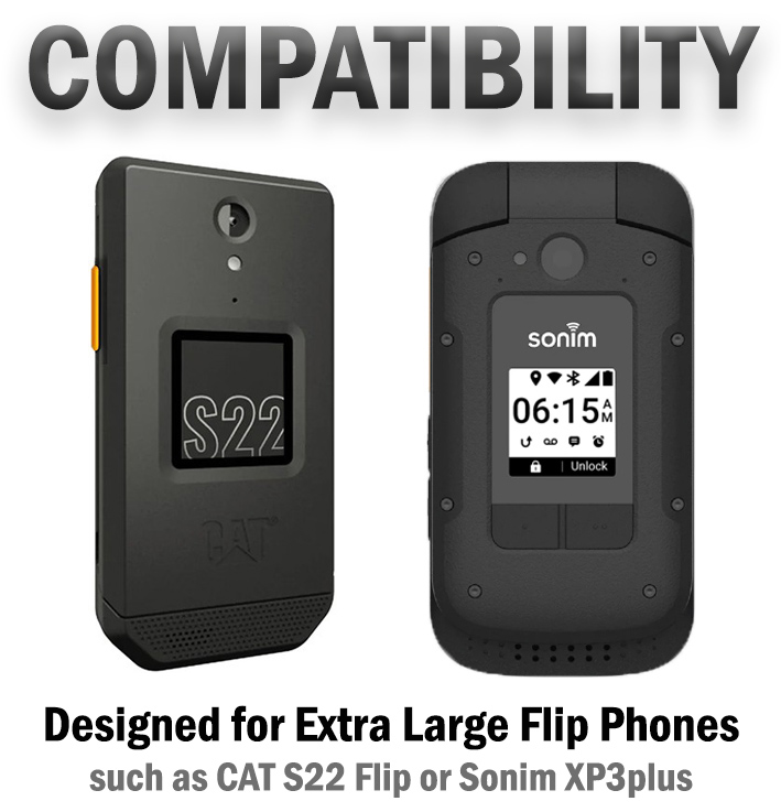 Black Canvas Belt Pouch & Holster With Clip For T-Mobile CAT S22 Flip Phone