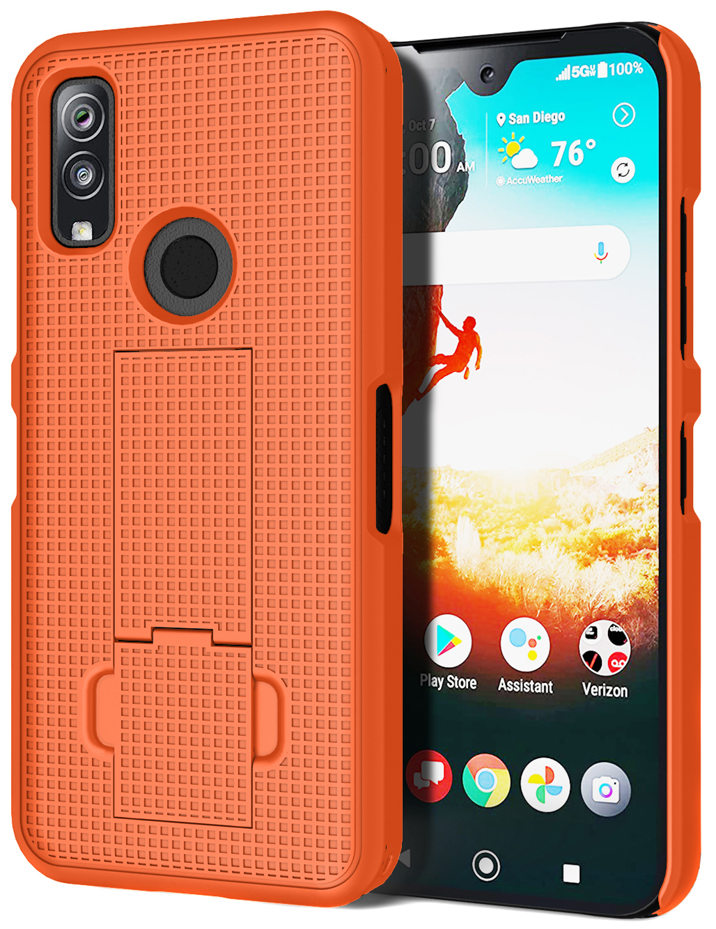 Slim Grid Texture Hard Shell Case Cover with Kickstand for DuraSport 5G UW Phone